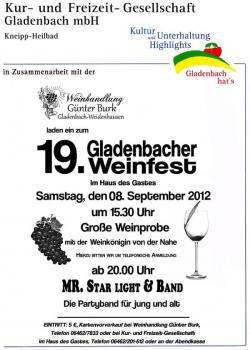 19. Gladenbacher Weinfest im Haus des Gastes