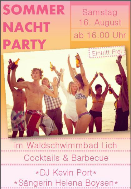 Sommernachtparty Waldschwimmbad Lich