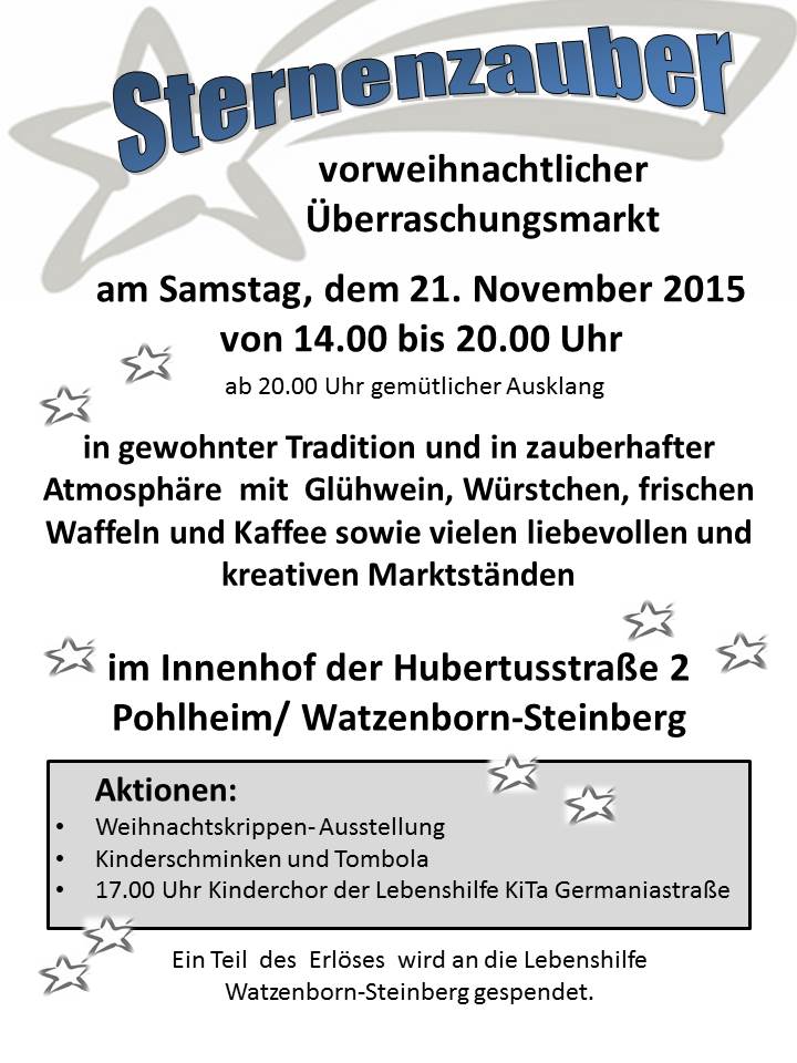 Sternenzauber Weihnachtsmarkt Watzenborn-Steinberg