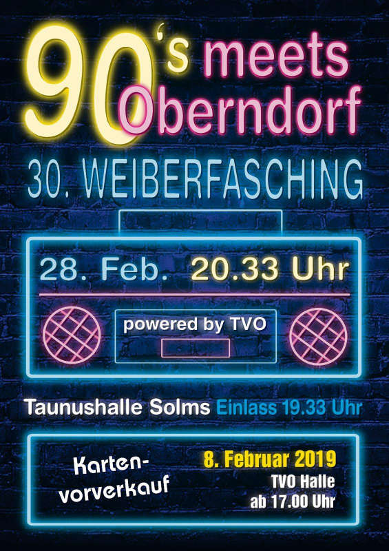 30. Weiberfasching: 90's meets Oberndorf 