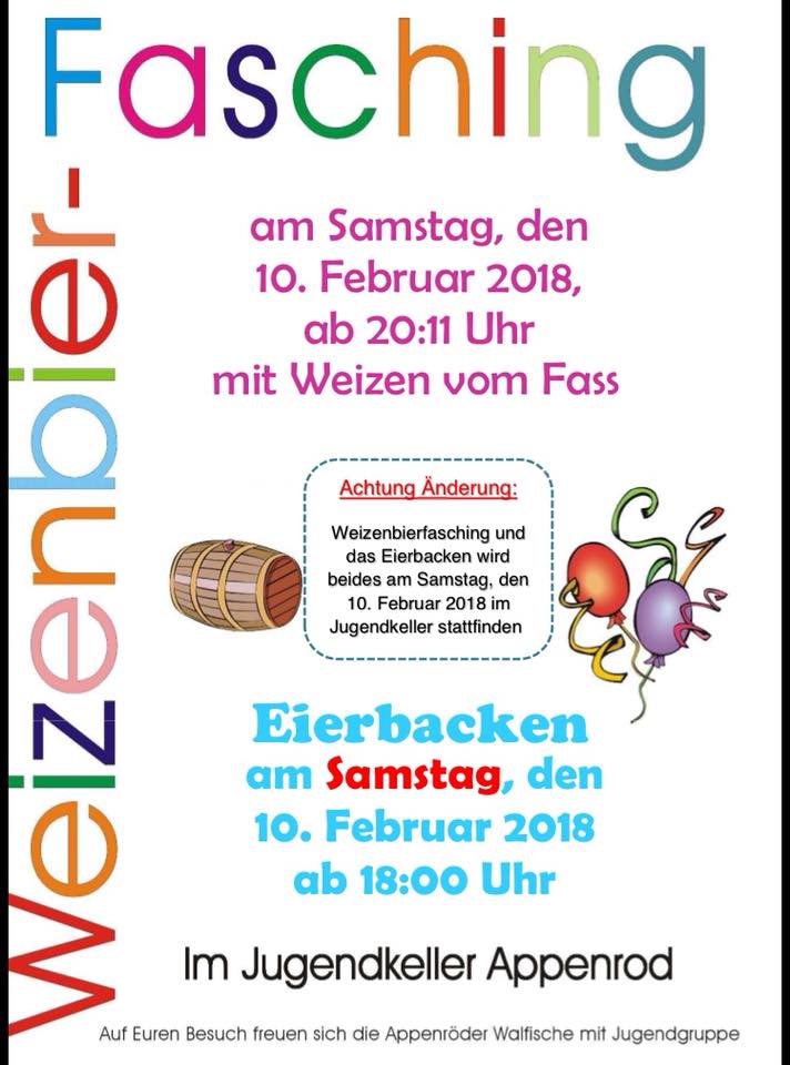 Weizenbierfasching Appenrod 2018