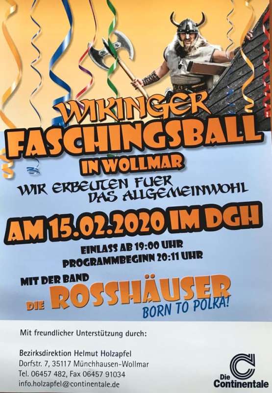Wikinger Faschingsball des Fohsenochtsvereins Wollmar 2020