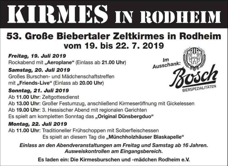 53. Zeltkirmes in Rodheim